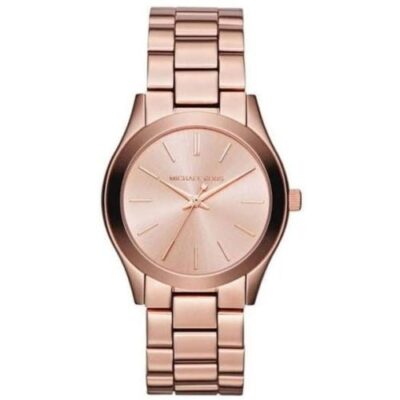 Michael Kors Ladies Mini Slim Runway Rose Gold Watch - MK3205